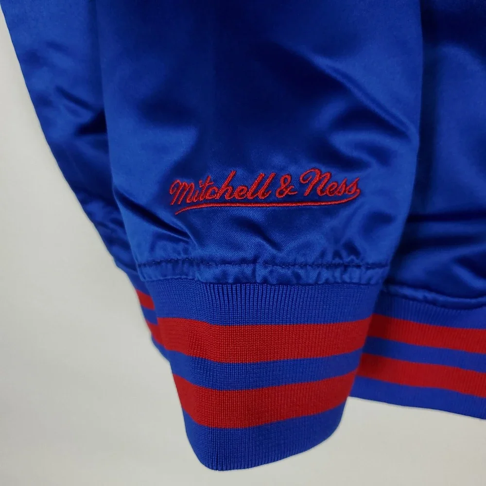 Atlanta Braves Mitchell & Ness MLB M Medium‎ Pullover Satin Jacket Blue Red NWT